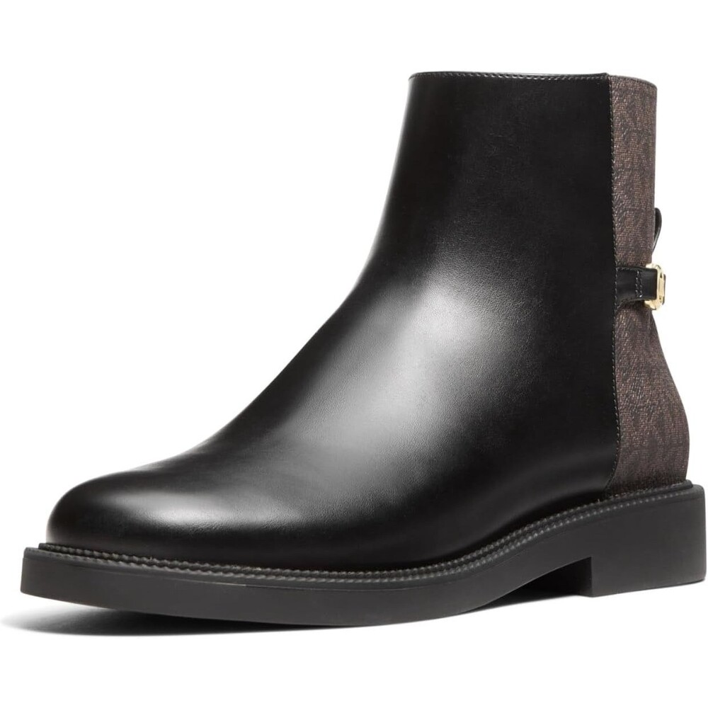 Michael Kors Mandy Boots Womens 9.5M Black Brown Leather Round Toe Ankle Bootie